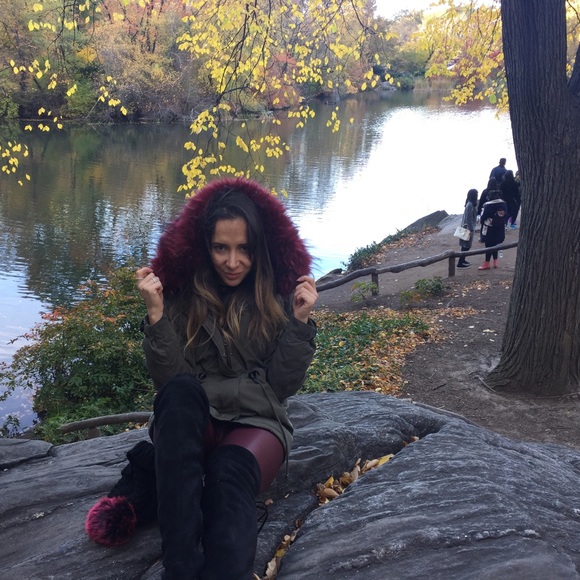 Bomber Jacket with Red Faux Fur - Picture 2 of 6